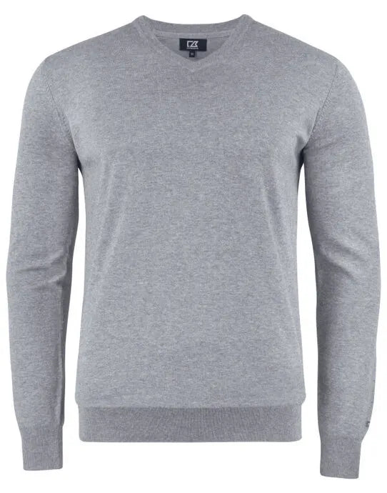 Cutter & Buck - Oakville V-neck Men - Grey Melange - Customisable Knitwear