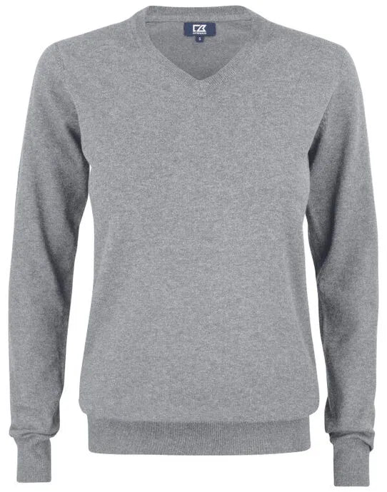 Cutter & Buck - Oakville V-neck Women - Grey Melange - Customisable Knitwear