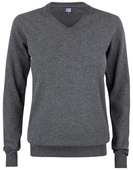 Cutter & Buck - Oakville V-neck Women - Anthracite Melange - Customisable Knitwear