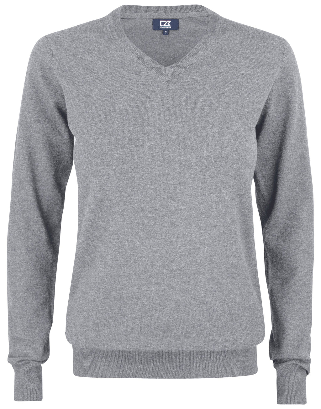Cutter & Buck - Oakville V-neck Women - Grey Melange XS - Customisable Knitwear