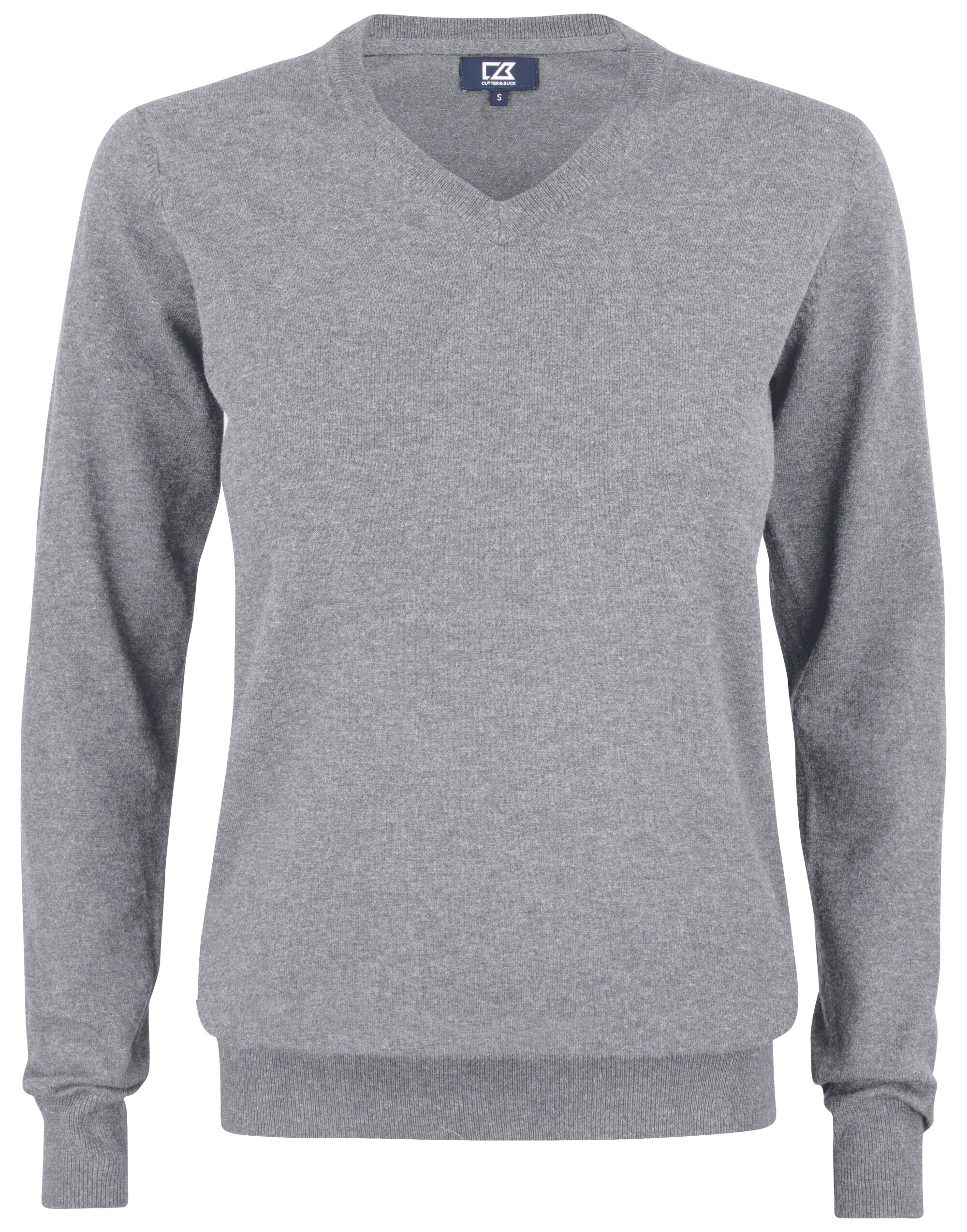Cutter & Buck - Oakville V-neck Women - Grey Melange XS - Customisable Knitwear
