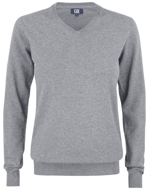 Cutter & Buck - Oakville V-neck Women - Grey Melange XS - Customisable Knitwear